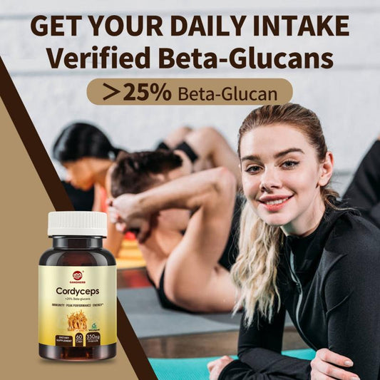 Cordyceps Militaris Capsules - 31% Beta Glucan for Peak Performance & Energy