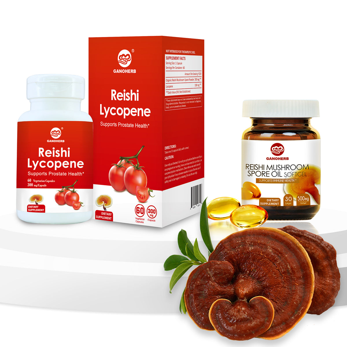 Reishi Lycopene Capsules and Reishi Spore Oil Softgels