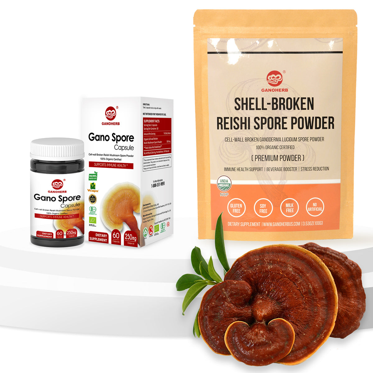 Reishi Mushroom Capsules and Reishi Mushroom Powder