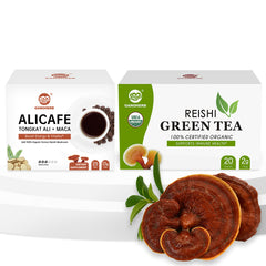 Maca Energy Coffee and Reishi Mushroom Green Tea